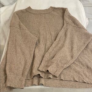 Aerie Cozy Brown Crew Neck Sweater